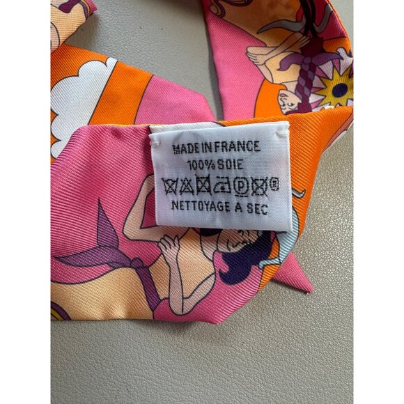 HERMES Twilly Carres Volants HG Orange/Rose Malaba, with box + ribbon - Picture 7 of 9